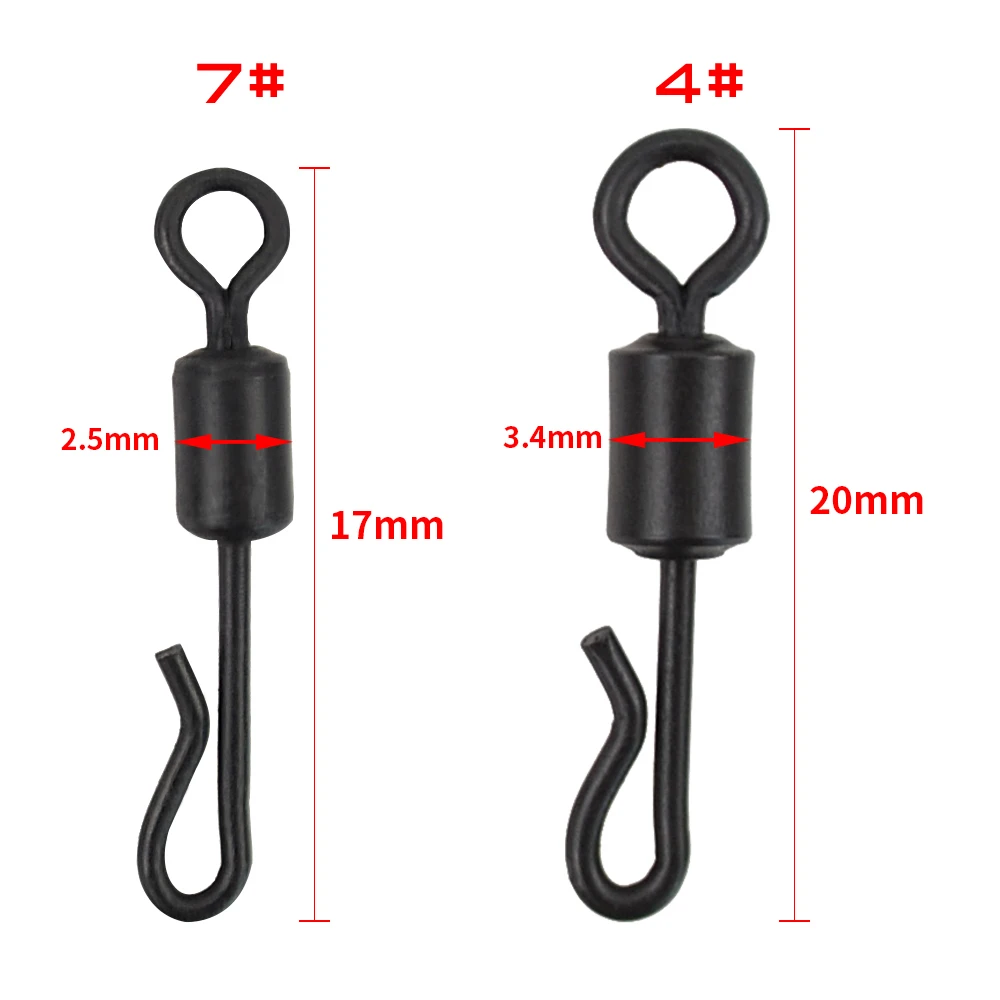 50x Carp Fishing Swivels Quick Change Stainless Steel for Carp Fishing Rig Fishing Accessories Terminal Tackle AE007