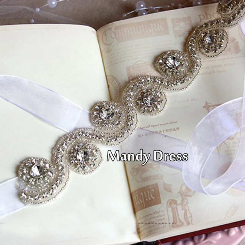 Mandy 2016 Wedding Accessories Appliqued Artificial Diamonds Handmade Manual Cutting Wavy Soft Yarn or Satin Belts | Свадьбы и