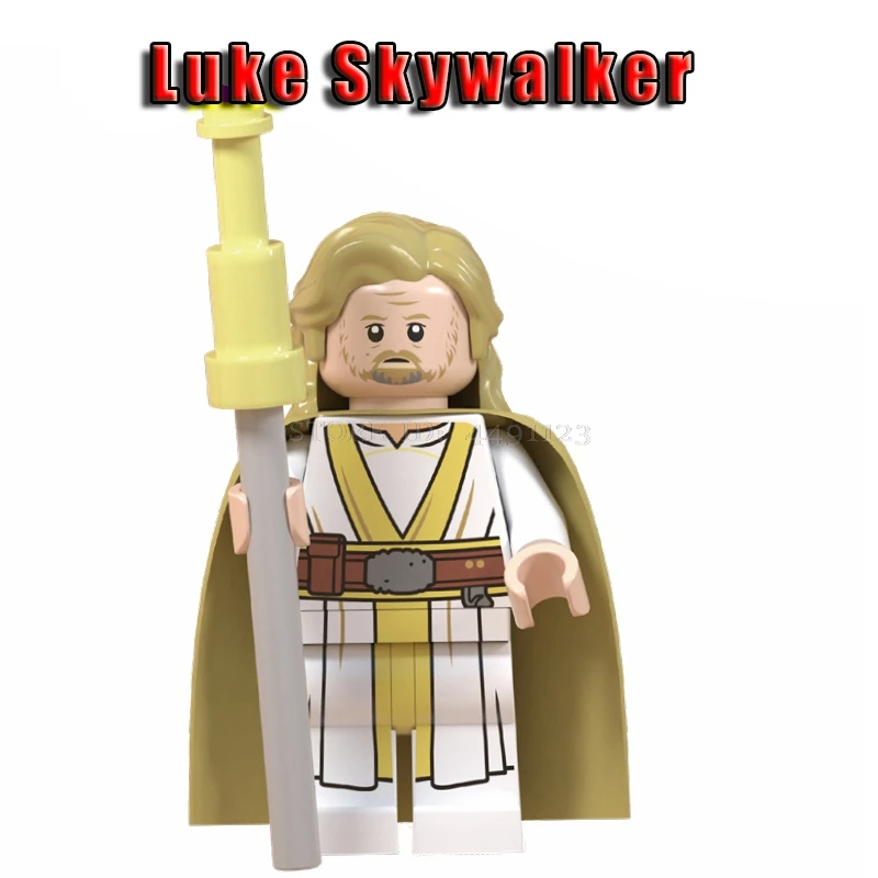 Luke Skywalker Игрушки блочные Звездные войны персонаж фильма Рей кьло бен соло люки Скайуокер клон воин джедай Йода Финн BB8 R2D2 блок игрушки Наборы «Звездные войны» - Цвет: Luke Skywalker
