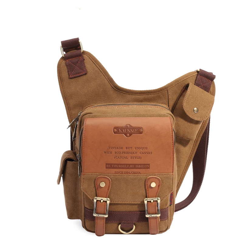 New Hot Sales!! KAUKKO vintage canvas bag Men Shoulder Messenger Cross Body Bag Sling Pack for Mens Business Chest | Багаж и сумки