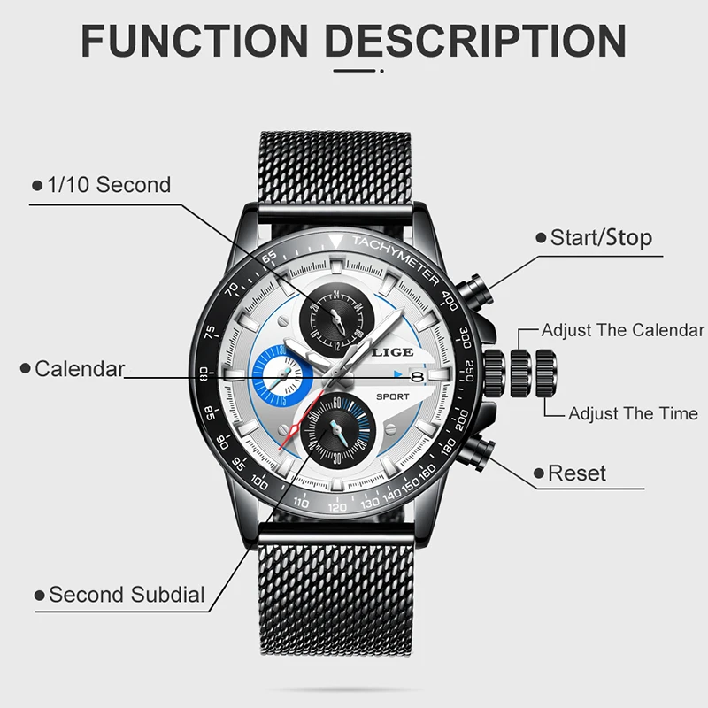 Neue LIGE Herren Uhren Лидирующий бренд Luxus Mode Analog Quartz Uhr myanner voller Stahl бизнес Sport Wasserdichte