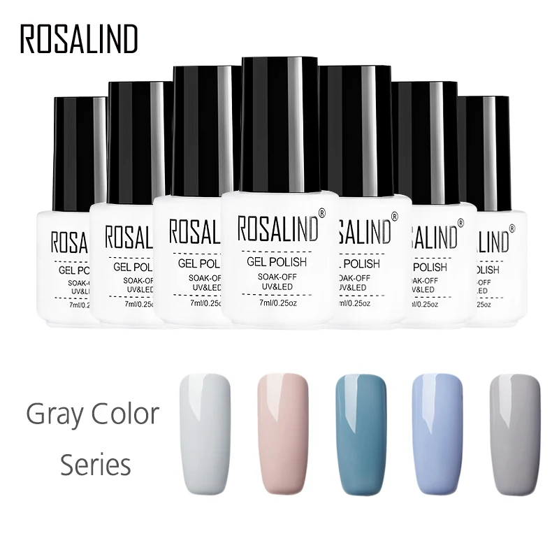 ROSALIND Gel 1S Lacquer Gray Color Series 2901-2918 Nail Polish Soak-Off Long Lasting UV LED gel Varnish Art for nails | Красота и