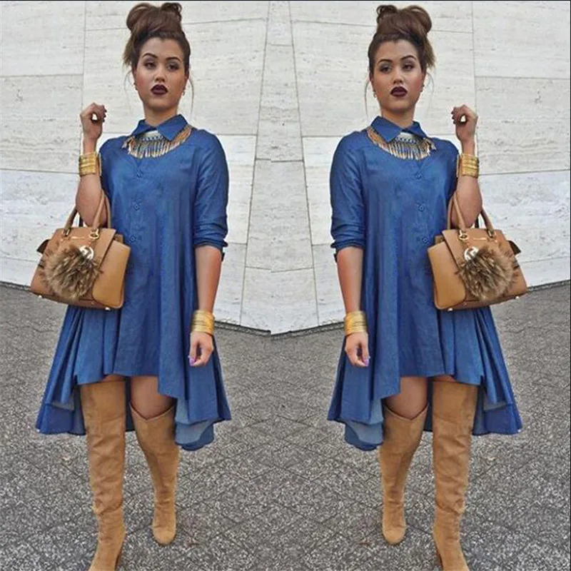 Женская сексуальная свободная джинсовая рубашка блузка топ повседневное