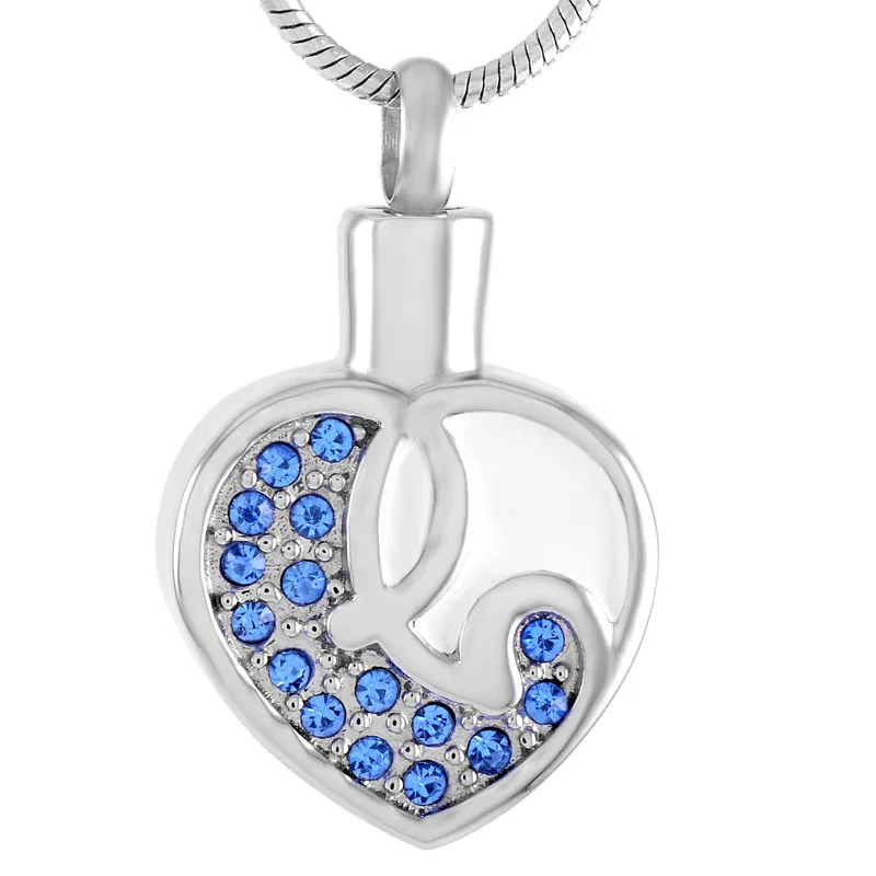 

IJD9501 Hold Different Color Crystal Heart Stainless Steel Cremation Jewelry For Ashes Of Loved Ones Memorial Urn Necklace