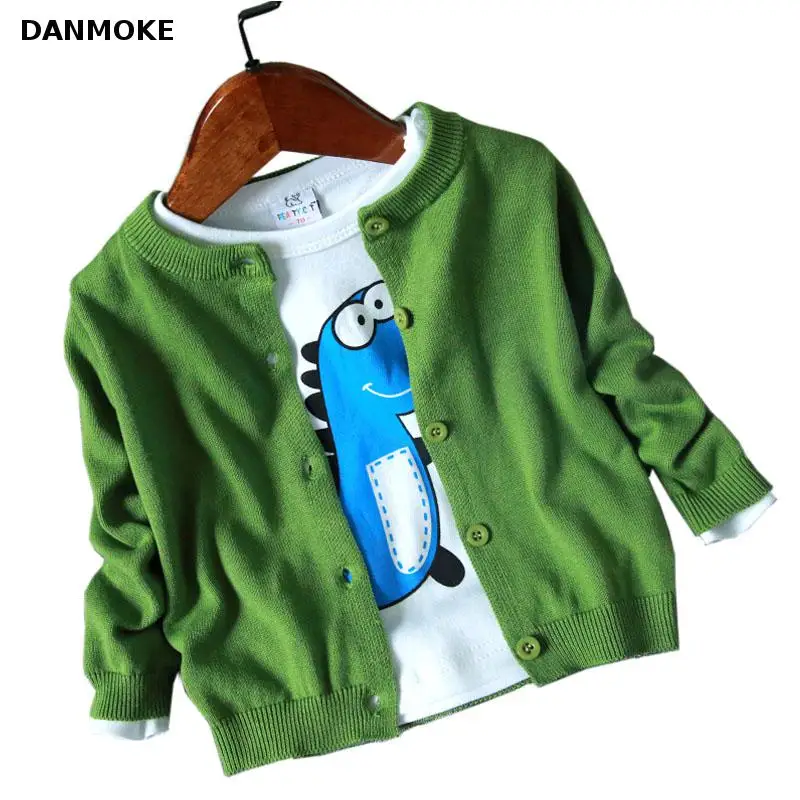 Danmoke/осенний свитер для маленьких девочек Повседневный хлопковый кардиган с
