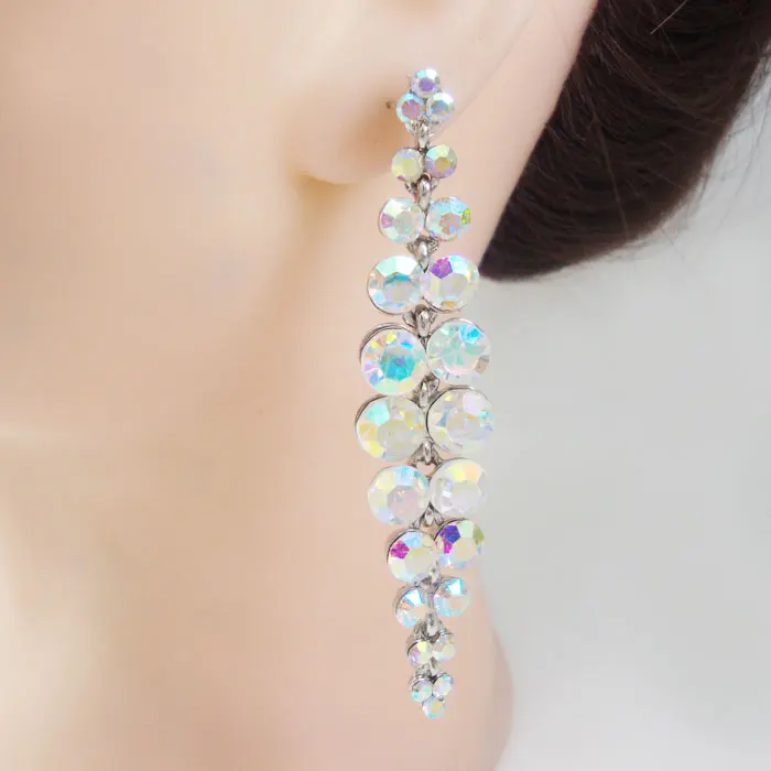 Серебряный Тон Довольно Невесты Свадебное Teardrop Хрустальная Люстра Мотаться