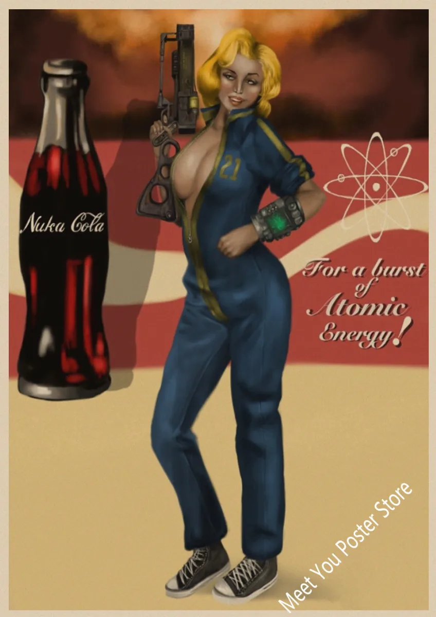 Fallout 3 4 игровой плакат Fallout серия игра Ретро плакат, крафт-бумага для бара кафе домашний декор Настенная роспись наклейка Z8