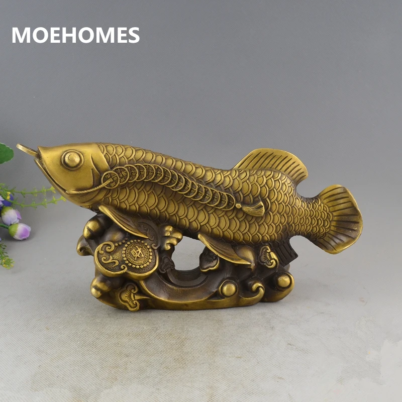 

Moehouses китайские медные ремесла fengshui богатство Карп Статуэтка рыбы семья металлические украшения ручной работы