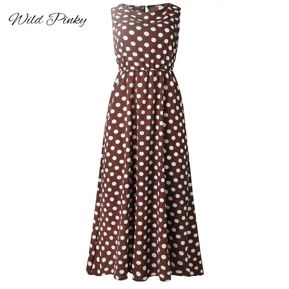 Макси-платье с цветочным принтом в горошек платье-туника круглым вырезом пляжный