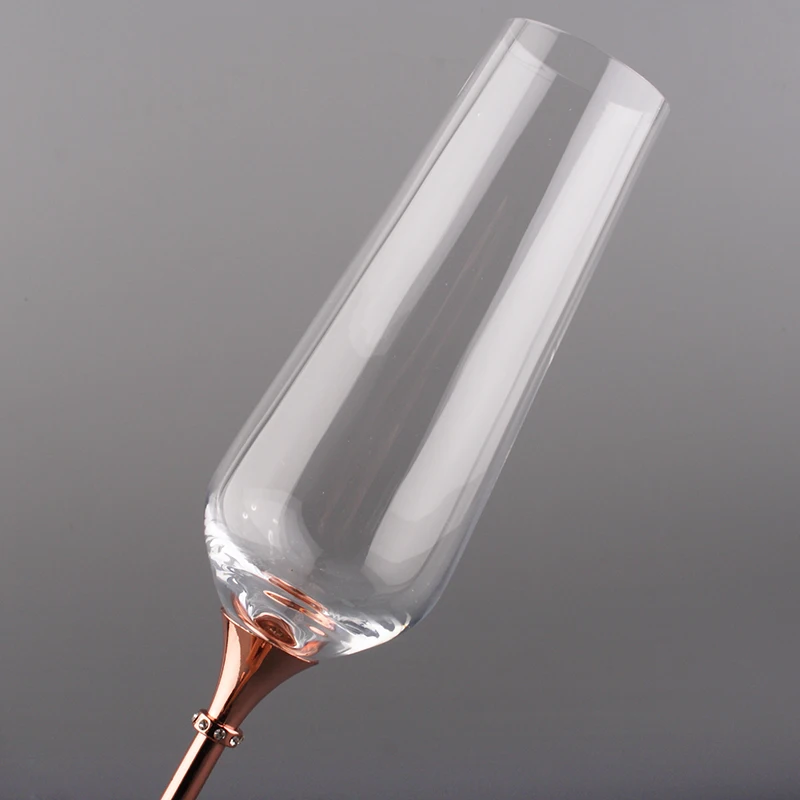 Rose gold plating toasting wine glasses set clear crystal 200ml champagne glass/flutes metal stand/stem wedding love gifts | Дом и сад