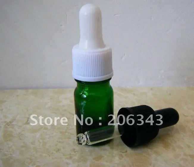 

5ml green essential oil bottle with plastic cap ,glass dropper for cosmeticl packaging