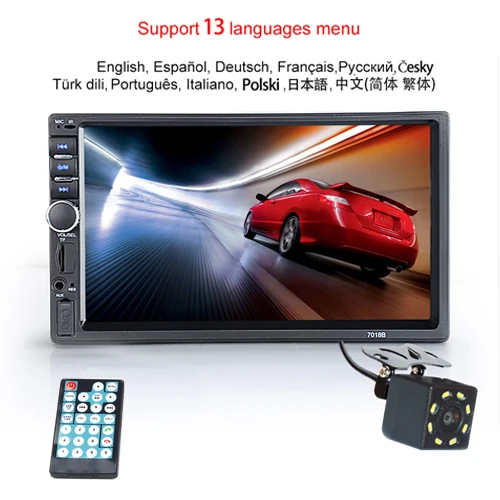 Hipppcron Автомагнитола MP5 2 Din Bluetooth HD " сенсорный экран стерео 12 В FM ISO мощность Aux вход SD USB с/без камеры - Цвет: With 8 LED Camera