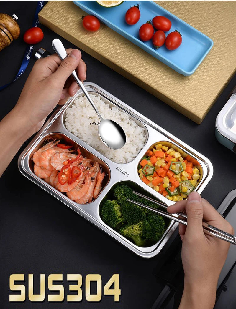 304 нержавеющая сталь металл Bento Box японский стиль дети офис Ланчбокс Тепловой Мужская детская коробка для завтрака сумка набор контейнер для еды