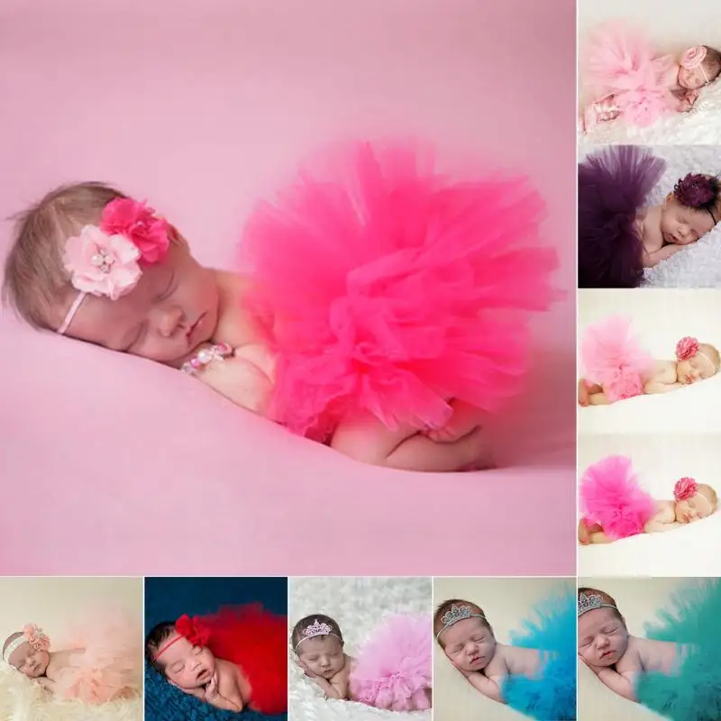 Юбка пачка для новорожденных ручной работы реквизит фотосъемки детей Цветочная
