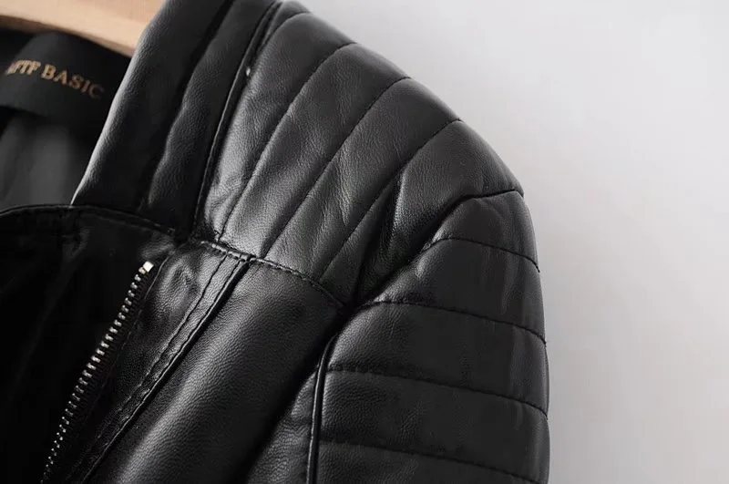 Voguein новые женские стеганые Искусственная кожа мотоциклетные Курточка бомбер верхняя одежда пальто 3 цвета