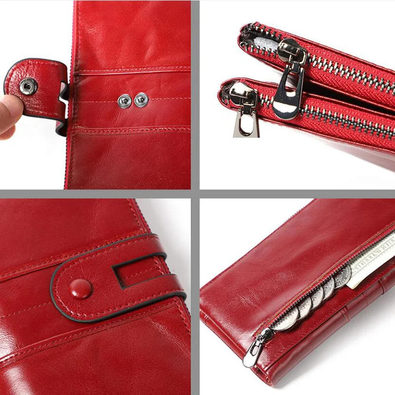 Женский кошелек из натуральной кожи с технологией радиочастотной идентификации