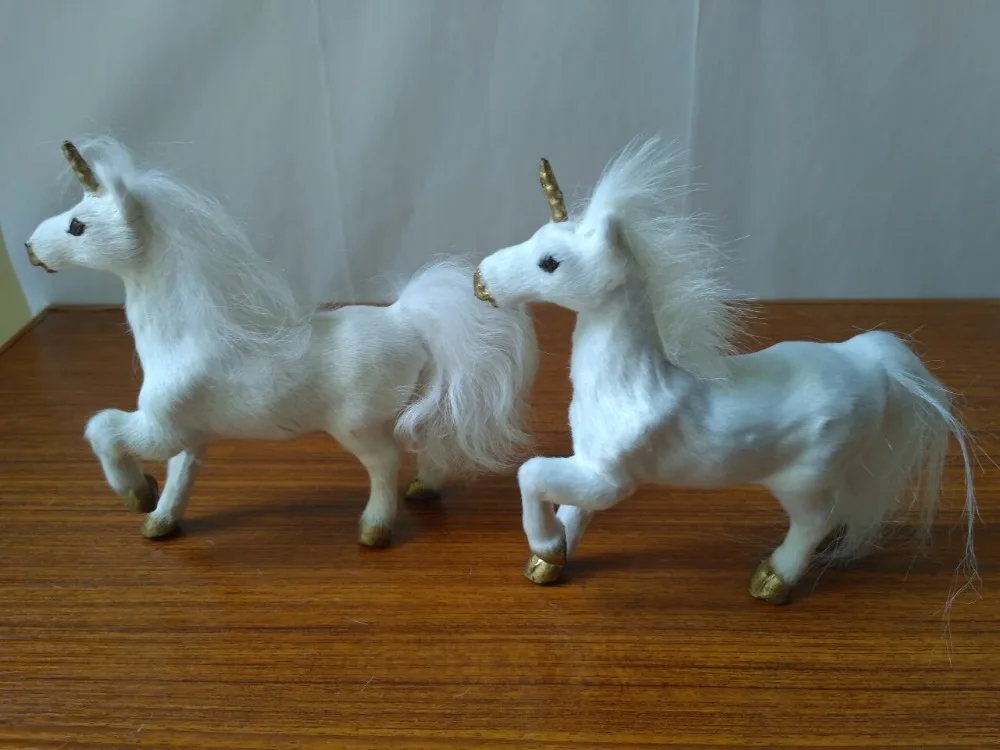 

plastic&furs white unicorn model 16x15cm handicraft prop,home decoration furnishings,desk ornament birthday gift d1328