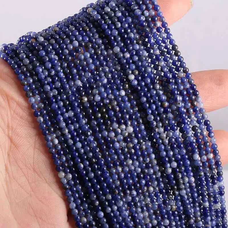 Sodalite Новинка,, бусы из натурального камня, розовые кварты, аметисты, Агаты, бусины для изготовления ювелирных изделий, бисероплетение, сделай сам, браслет 2 мм, 3 мм - Цвет: Sodalite
