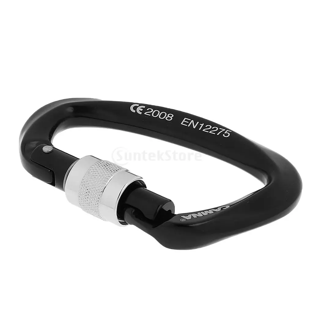 

2pcs 25KN D-ring Screw Locking Carabiner Hook Safety Rock Climbing Rescue Rappelling CE Approved