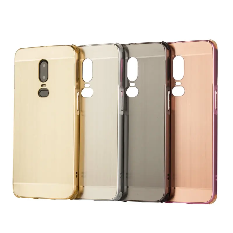 6,28 ''Oneplus6 алюминиевый бампер чехол Funda Oneplus 6 Чехол под шлифованный Металл PC задняя крышка для Coque One Plus 6 чехол для смартфона Броня