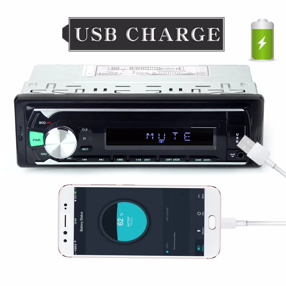 1 Din Авторадио автомагнитола Bluetooth стерео в тире FM Aux входной приемник SD USB MP3 MMC WMA