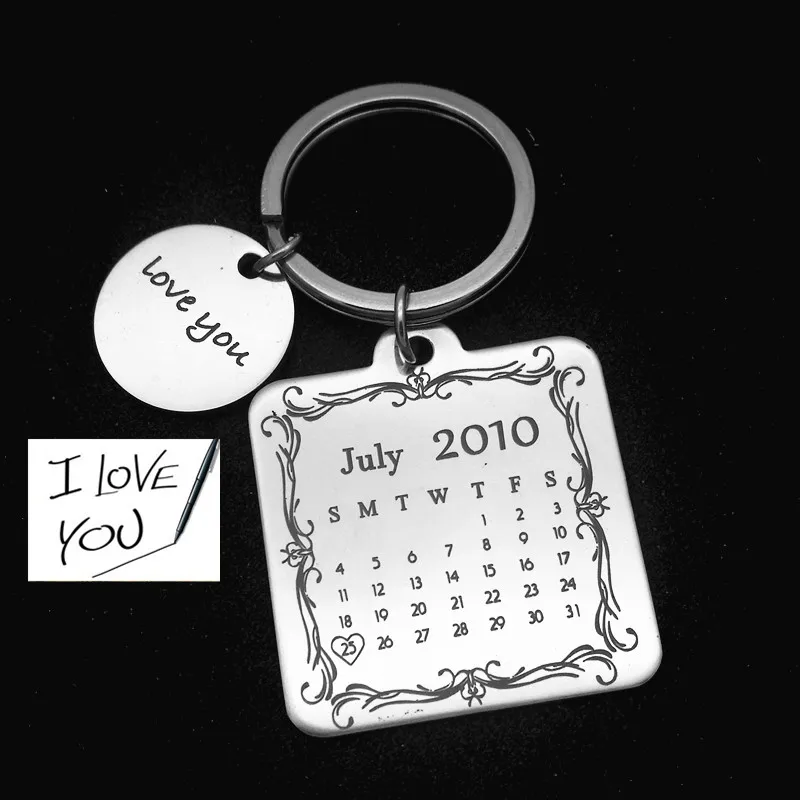 Персонализированные Календари брелок Подпись ручной печатью календарь цепочка