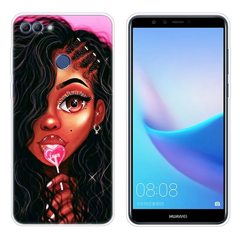 Hot 2bunz Melanin Poppin Aba Silicone Case for Huawei Mate 10 20 Lite Pro Y7 Y9 Prime 2019 Y5 Y6 2018 2017 Cover | Мобильные