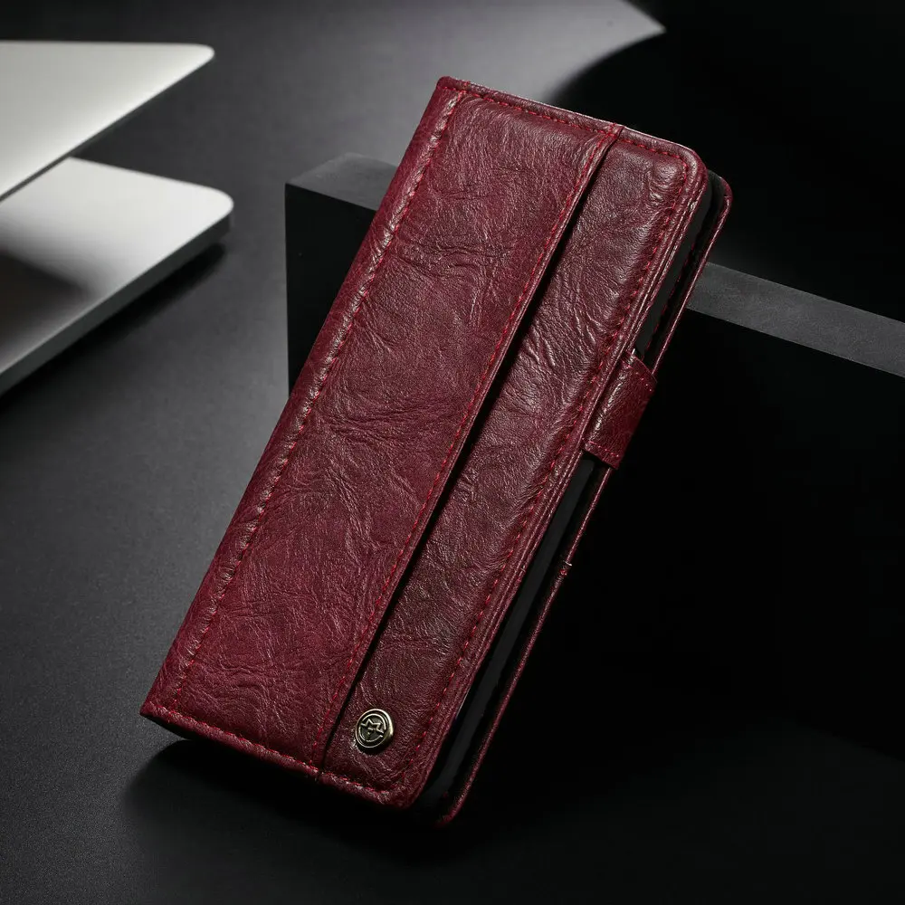 Чехол мне чехол для samsung Galaxy Note 9 S9 S8 S10 плюс S10e Роскошный кожаный чехол-книжка в стиле "Ретро" с карманом для карты с откидной крышкой для samsung Note9 8 - Цвет: Темно-красный