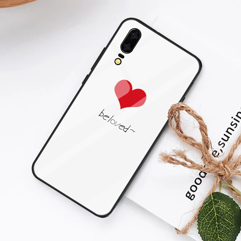 Чехол из закаленного стекла для huawei P20 Lite P20 Pro Nova 3 3i mate 20 P30 Pro P30 Love Heart полная защита для Honor 8X чехол - Цвет: 02