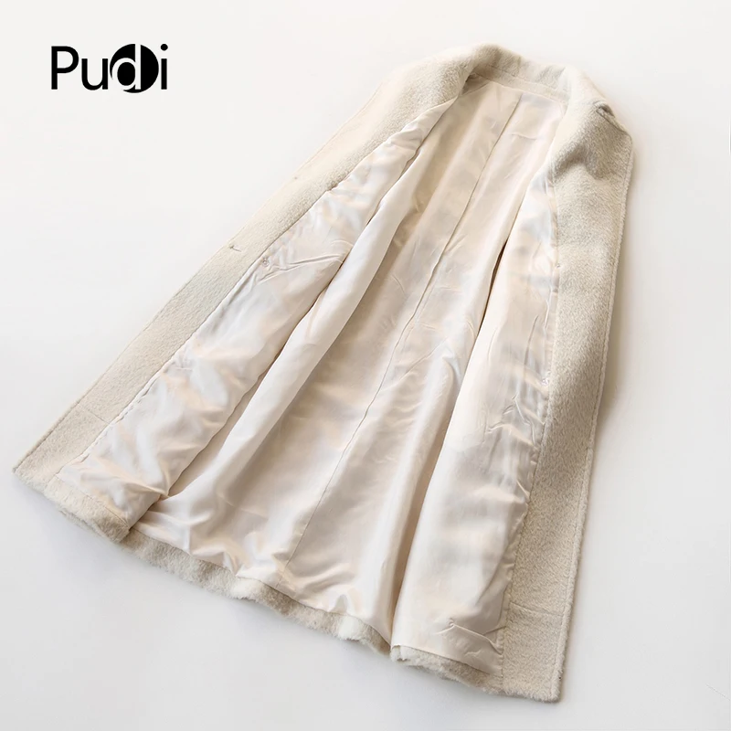 PUDI A17236 Женская Осенняя/зимняя новая модная шерстяная однотонная куртка дамское длинное стильное шерстяное пальто с карманами для отдыха