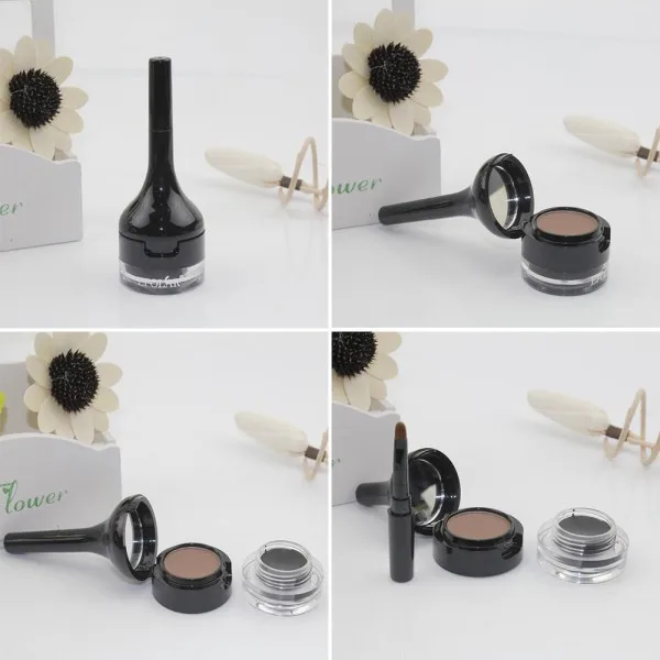 Водостойкий набор пудры для бровей и черного геля подводки глаз с кисточкой|eyeliner