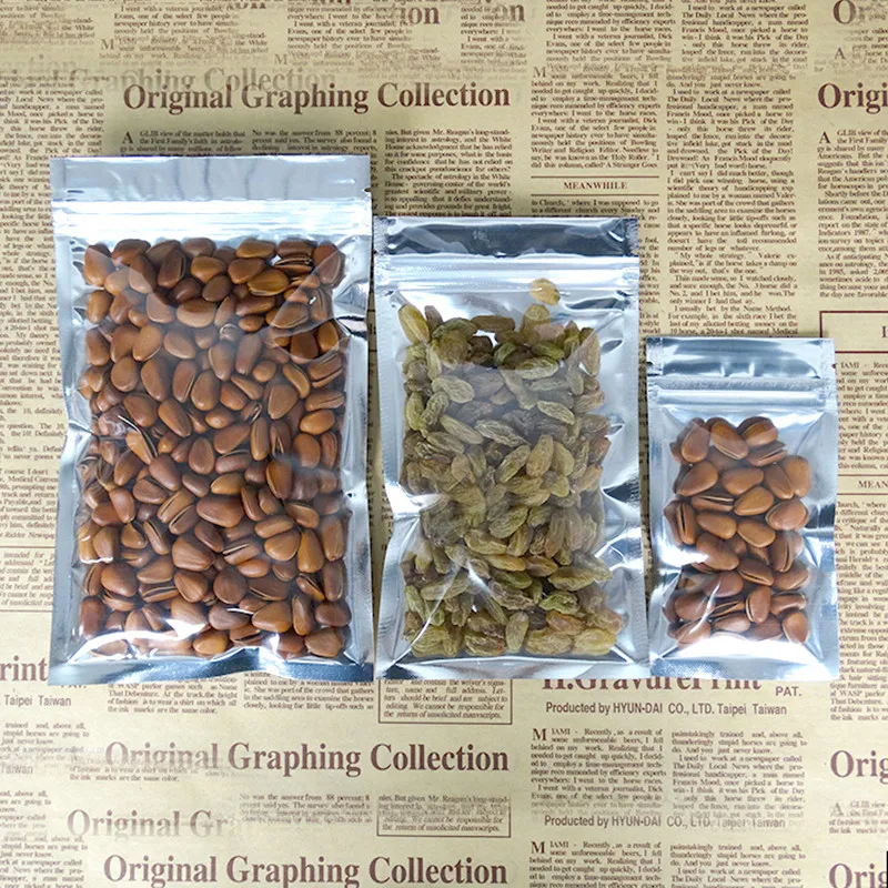 100 шт прозрачный мешок из алюминиевой фольги само Печать Молния Ziplock для упаковки