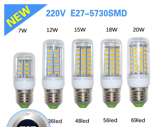Светодиодная лампа E27 SMD 5730 светодиодная 24 36 48 56 69 72 96 светодиодов 220 В/110 В|e27 led bulb