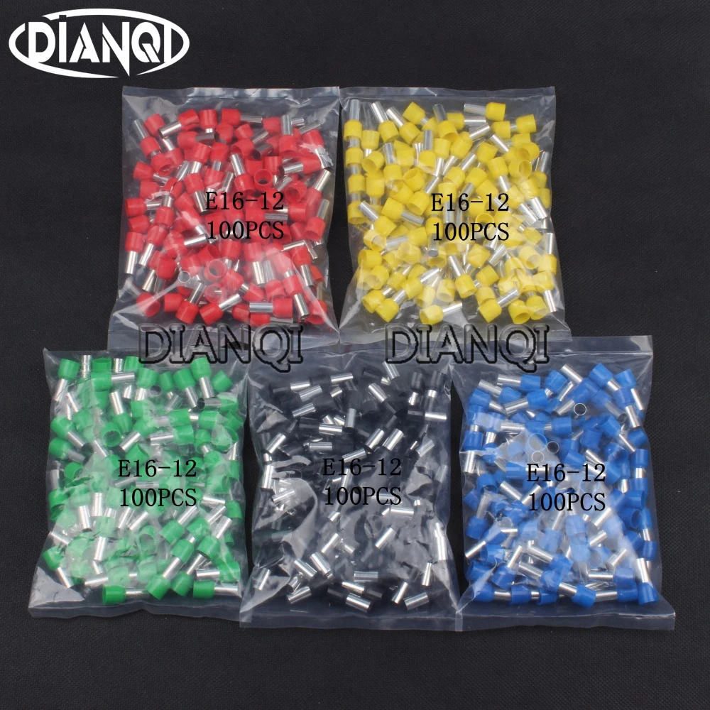 

E16-12 Tube insulating Insulated terminals 16MM2 Cable Wire Connector Insulating Crimp Terminal 100PCS/Pack Connector E-