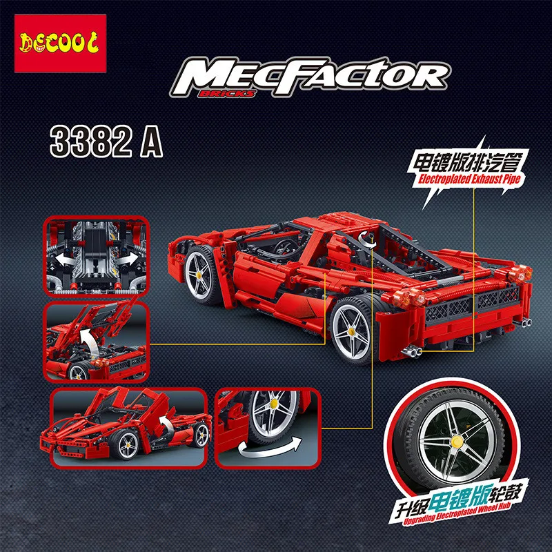 DECOOL 3382/3423/3424 technic formula speed Champions racer car sets model building blocks city avion MOC F1 Enzoed