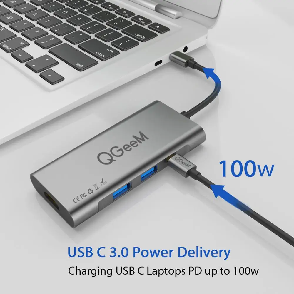 QGeeM USB C HUB HDMI Type To Hdmi 3 0 Thunderbolt Card Reader для Macbook 2018 mate20 P30 glaxy S9 S10 HUB|USB-хабы| |
