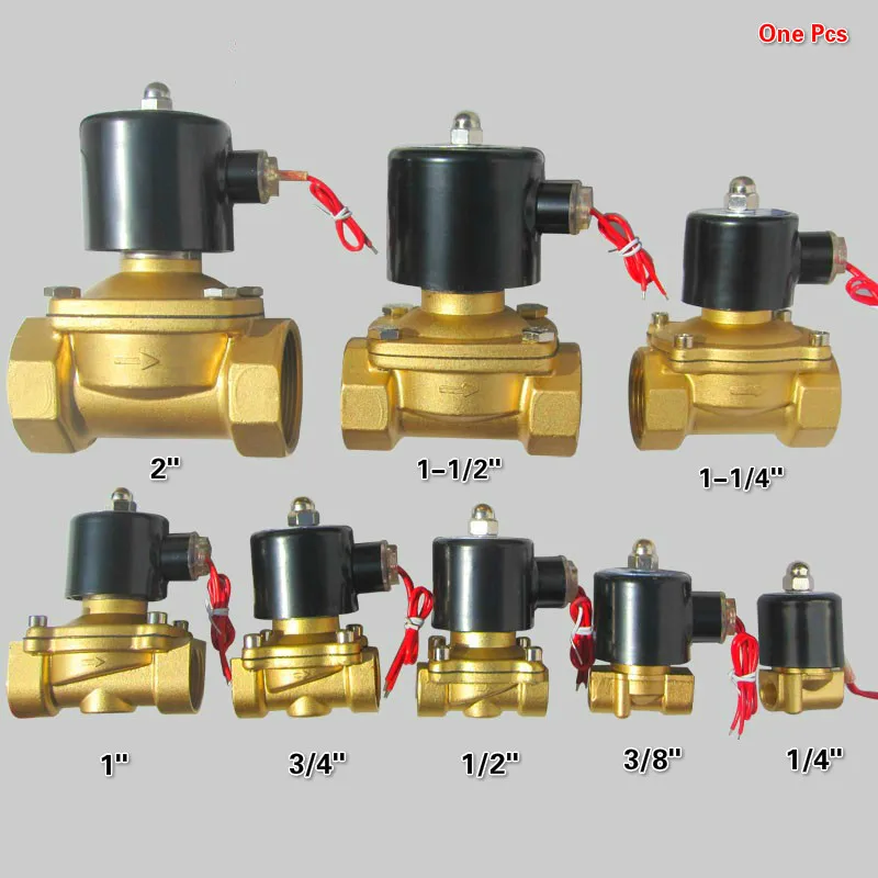 1/4 &quot 2&quot латунный Электрический электромагнитный клапан 220VAC 24/12VDC N. C. Воздушное