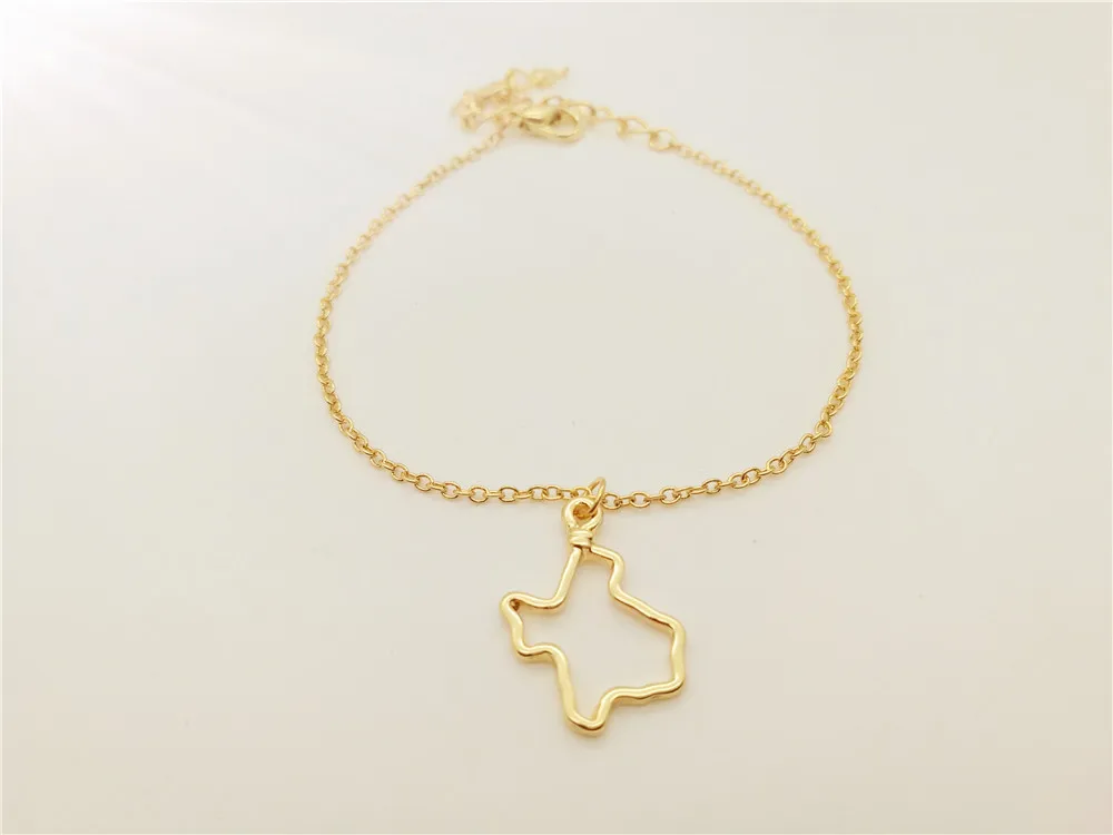 Полый Техасский браслет с сердцем США штат Техас I Heart love Карта география браслеты