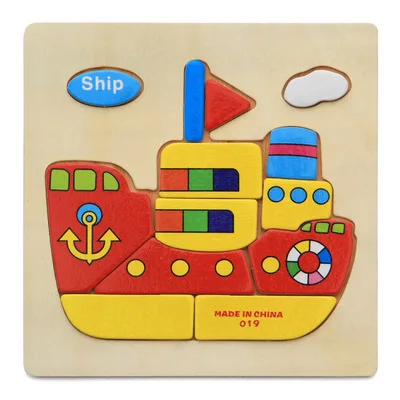 Ship Распродажа, деревянные 3D головоломки, игрушки для детей, Мультяшные животные, транспортное средство, деревянные пазлы, интеллект для детей, Ранняя развивающая игрушка - Цвет: Ship