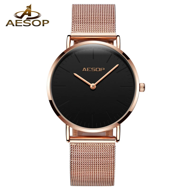 

AESOP Rose Gold Women's Watch Brief Elegant Quartz Wristwatch Simple Thin Ladies Clock Waterproof Dress Women Watch reloj mujer