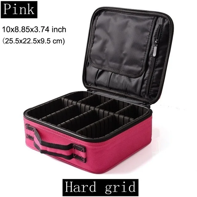 Pink Hard Grid Профессиональные косметички, косметичка, органайзер для женщин, для путешествий, косметичка, косметичка, большая емкость, косметичка, чемоданы для макияжа - Цвет: Pink Hard Grid