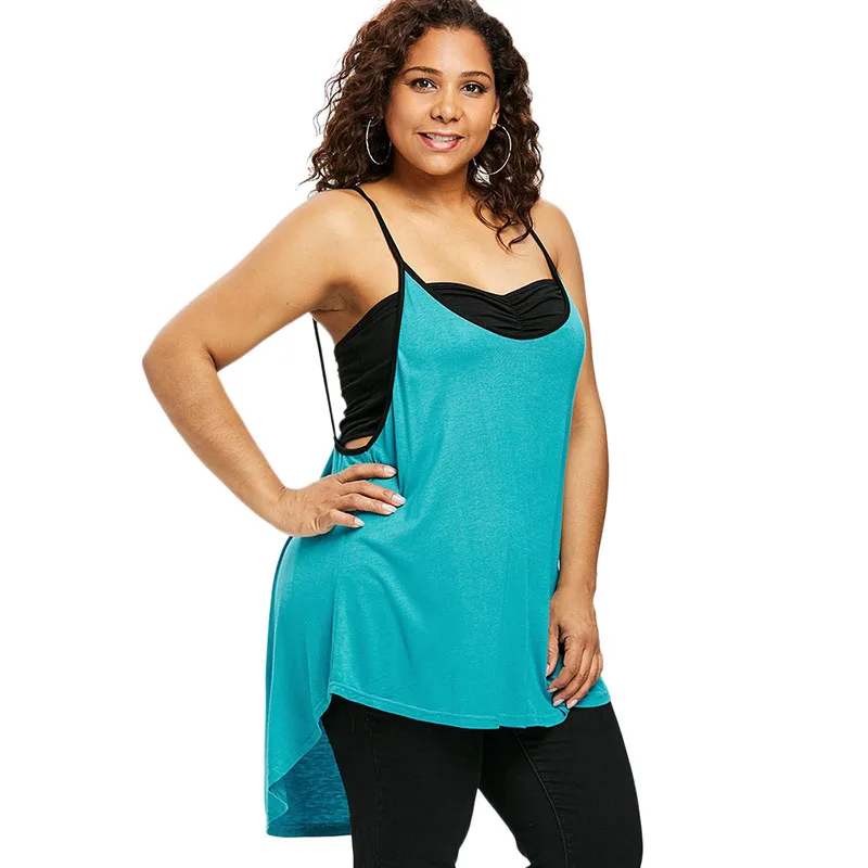 PlusMiss плюс размер 5XL XXXXL XXXL XXL с открытой спиной пикантный длинный Туника Cami Топы