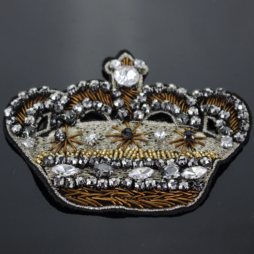 3D Стразы ручной работы нашивки из бисера в виде короны нашивка снежинки для