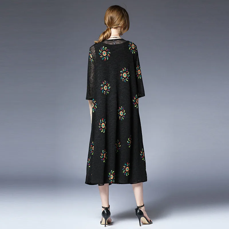 Long Kimono Cardigan Women Maxi Large Size Open Shirt 2018 Summer Autumn Flower Knitted Sun Protection 2572LY | Женская одежда