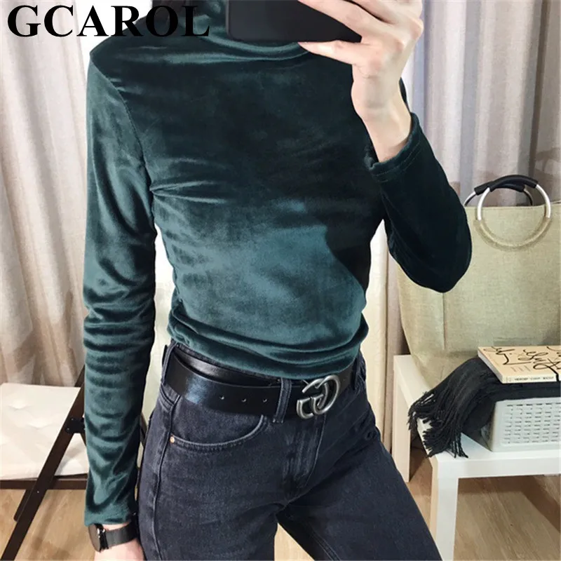GCAROL New Arrival Fall Winter Women Pleuche Turtleneck Sweater Stretch High Quality Smooth Thick Pullover Basic Warm Jumper | Женская