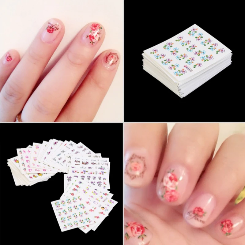 50 шт./компл. DIY маникюрные обертывания цветок перо бабочка птица Роза бантом
