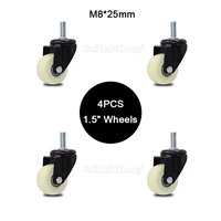 4pcs 1 5 universal swivel casters m825 furniture casters nylon mute rollers wheels for platform trolley chairs load 35kgpcs