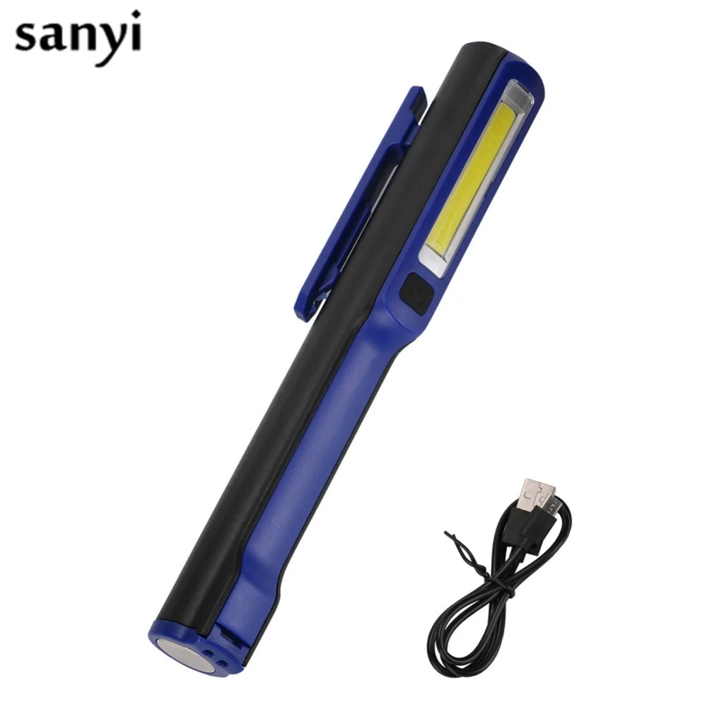 USB зарядка светодиодный фонарик COB + XPE перезаряжаемая магнитная ручка зажим