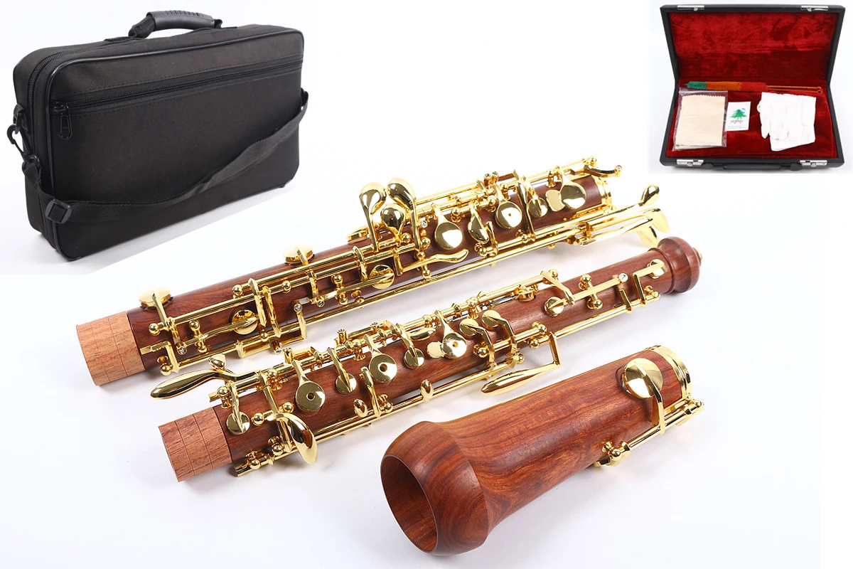 Профессиональный oboe C Ключ левый F резонансный корпус из палисандра позолоченный ключ Профессиональный Чехол oboe#04