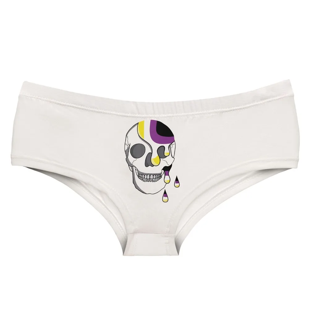 Женские трусики с забавным принтом LEIMOLIS белые пуш-ап черепа очаровательное